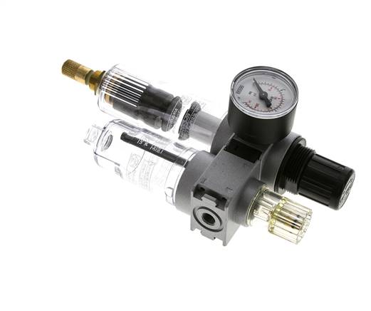 FRL 2-Part G1/8'' 700 l/min 0.5-10.0bar/7-145psi Auto 40 mm Pressure Gauge Polycarbonate Multifix 0