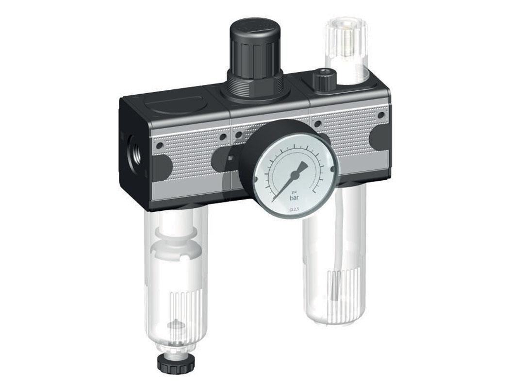 FRL 3-Part G1/4'' 1200 l/min 0.5-16.0bar/7-232psi Semi-Auto Polycarbonate Multifix 1