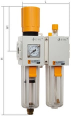 FRL G3/8'' 1800 l/min 0.5-9.0bar/7-130psi Semi-Auto Double-Walled Plastic EMC 3A