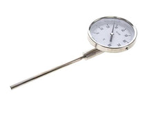 0 to +80°C Stainless Steel Bimetallic Thermometer 100mm Cabinet 63mm Stem Bottom