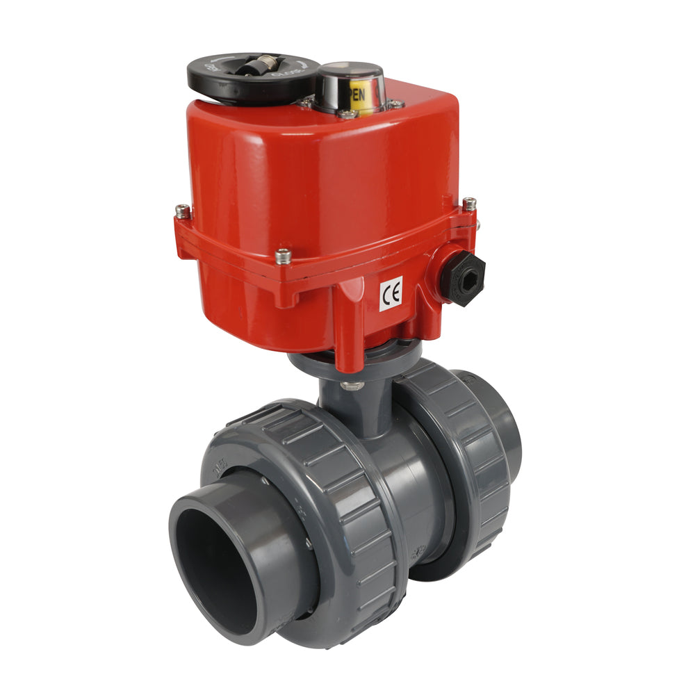 Modulating Valve Pvc 50 mm true union sockets 2-Way PVC Modulating Electric ball valve 24 V ...