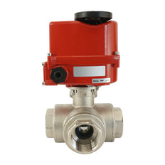 G 1 1/4 inch 3-Way Brass Modulating electric ball valve (L-port) 24 V AC/DC