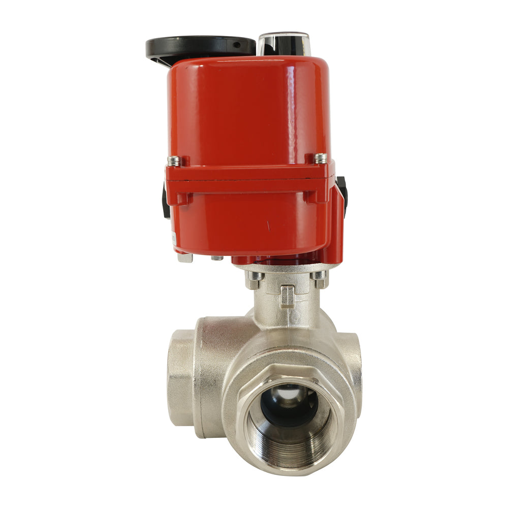 G 2 inch 3-Way brass electric ball valve (T- bore) 100-240 V AC