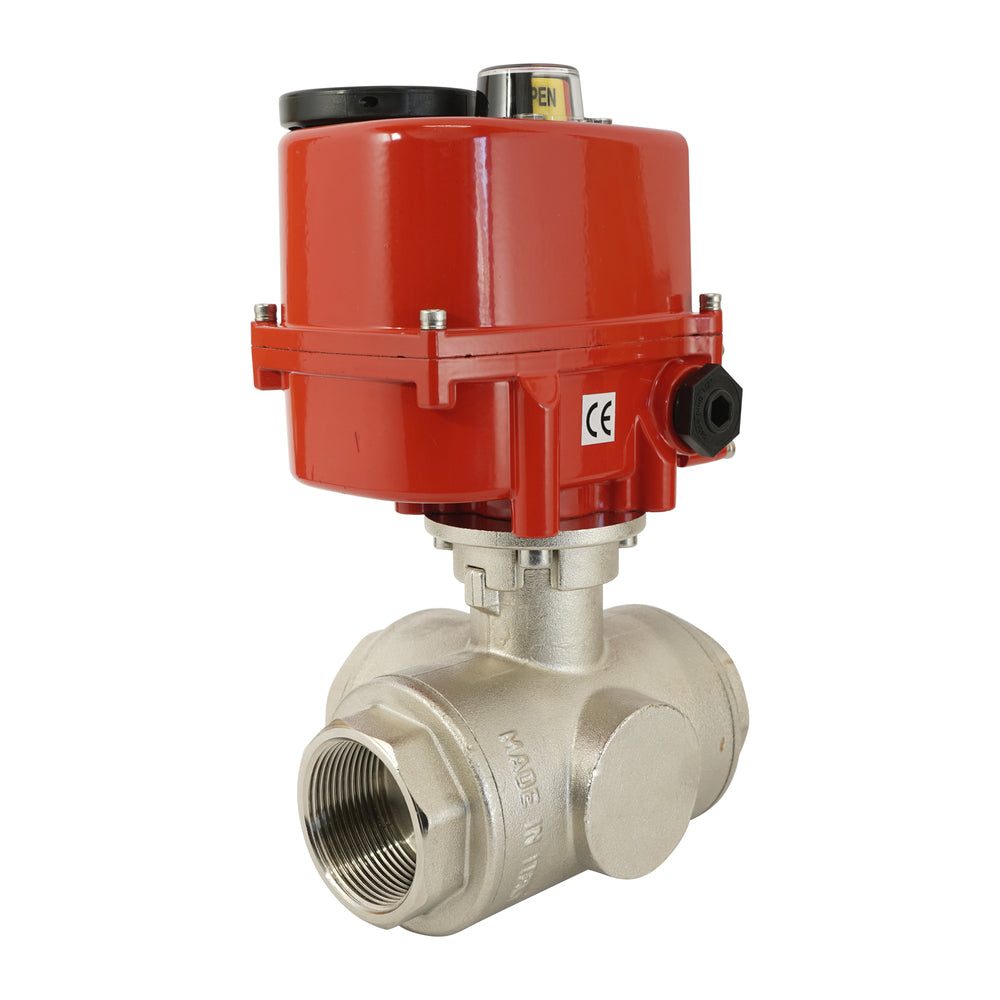 G 1 inch 3-Way Brass Modulating electric ball valve (T- bore) 24 V AC/DC