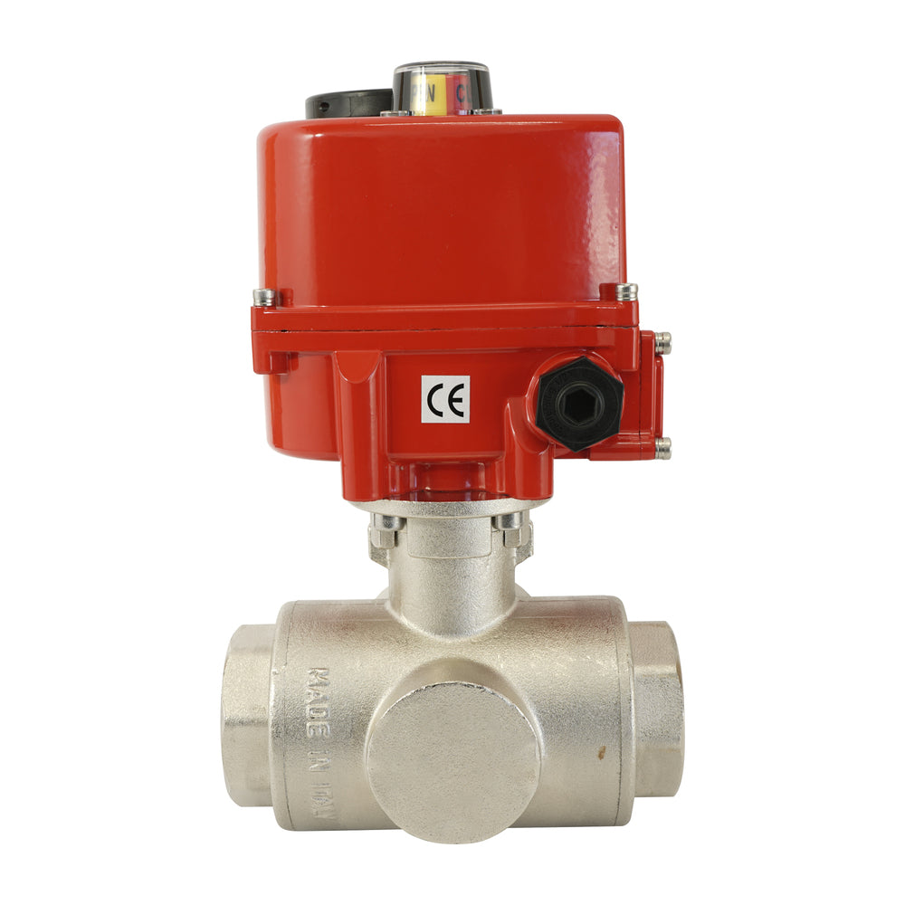 G3/8 inch 3-Way Brass Modulating electric ball valve (T- bore) 24 V AC/DC