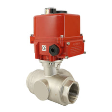 G 2 inch 3-Way brass electric ball valve (T- bore) 100-240 V AC