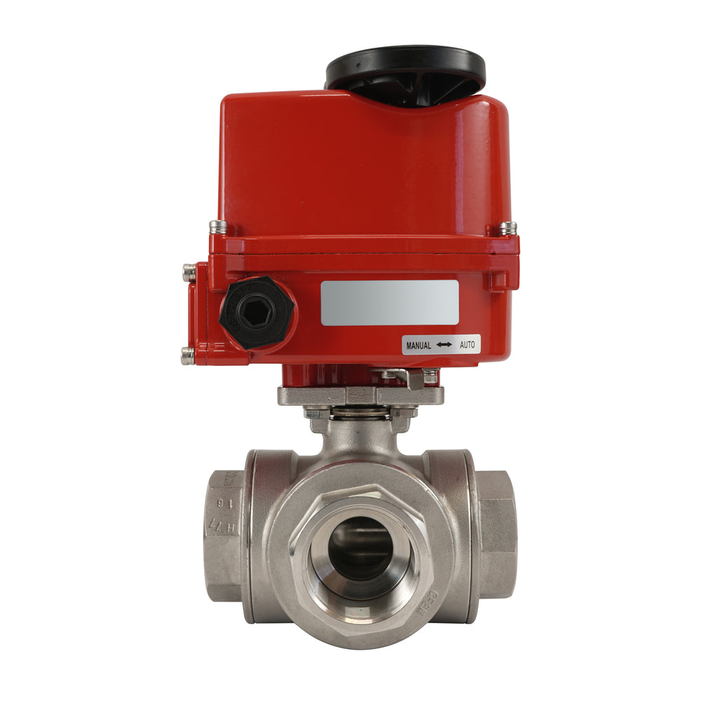 G3/4 inch 3-Way stainless steel Modulating electric ball valve (T- bore) 24 V AC/DC