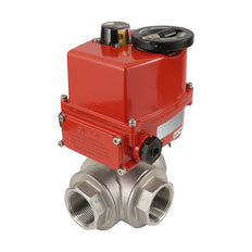 G 1 1/4 inch 3-Way stainless steel electric ball valve (T- bore) 100-240 V AC