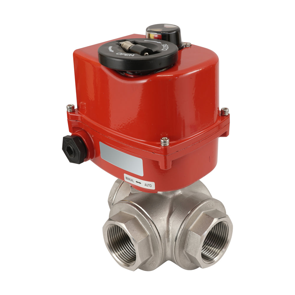 Modulate Ball Valve G 1/4 inch 3-Way Stainless Steel Modulating Electric Ball Valve (L-por ...