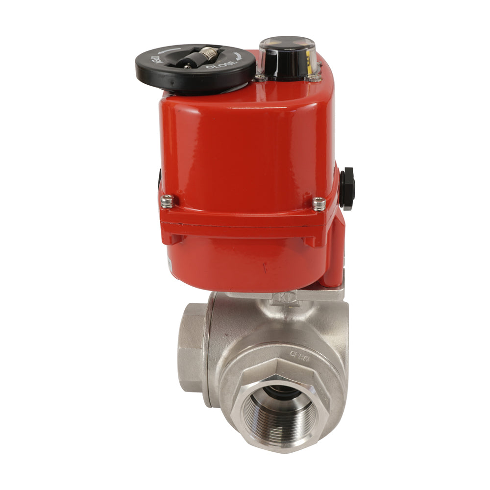 G 1 inch 3-Way stainless steel Modulating electric ball valve (L-port) 24 V AC/DC