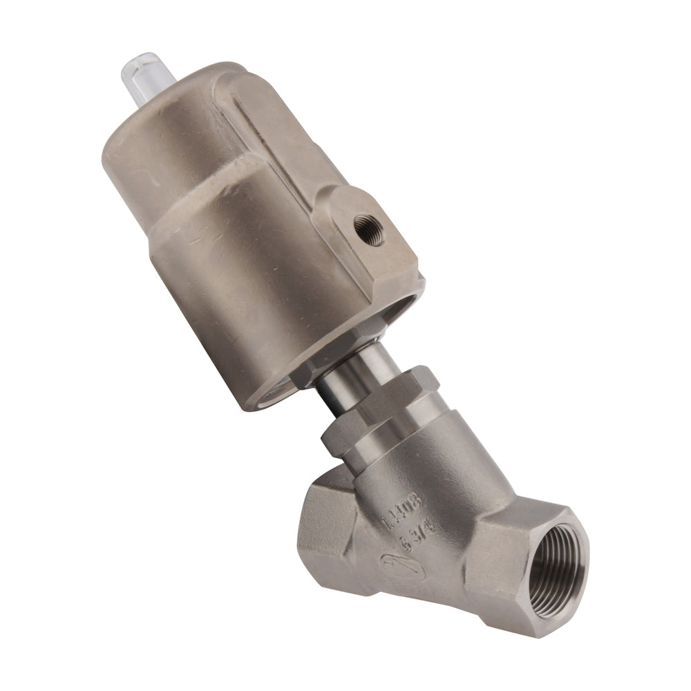 G1'' PTFE 16bar NC Angle Seat Valve (Closes Ag. Flow) Stainless-Steel/Brass AL2