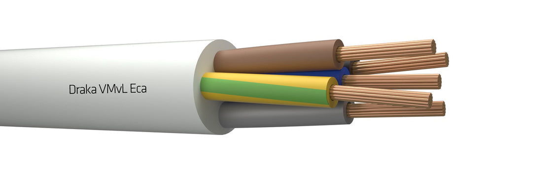 Draka VMVL 5G1.5 Flexible Vinyl Cable White Eca Class - 803875 [100 Meters]