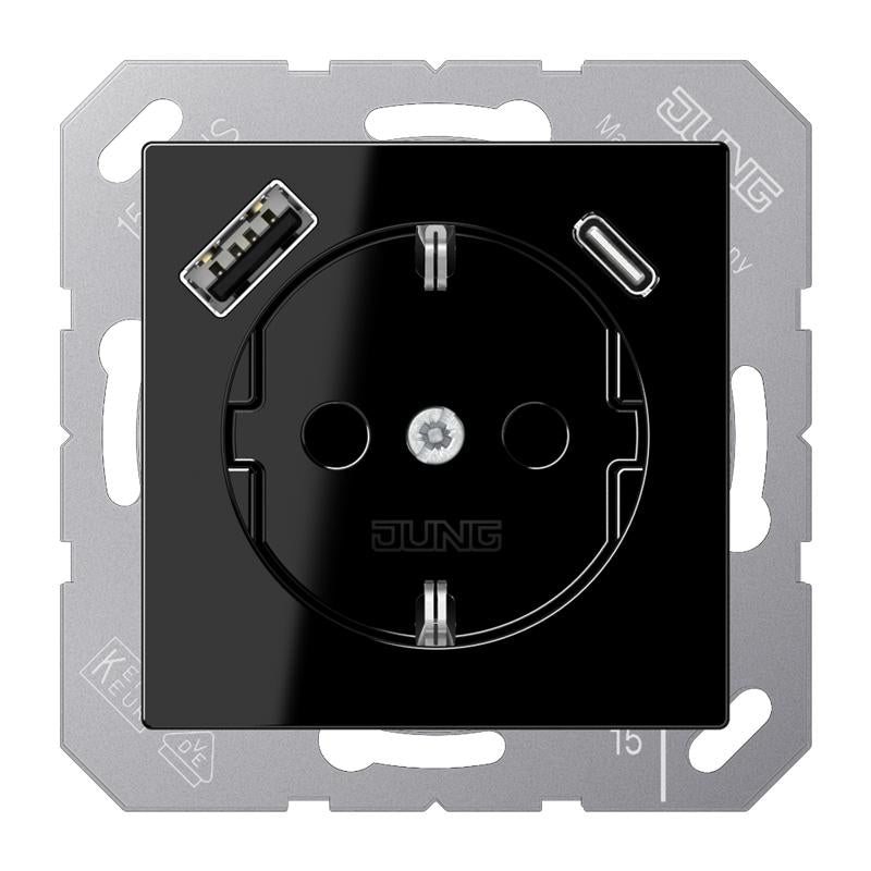 Jung Wall Outlet Box (WCD Switchgear) (European Socket) - A1520-15CASW
