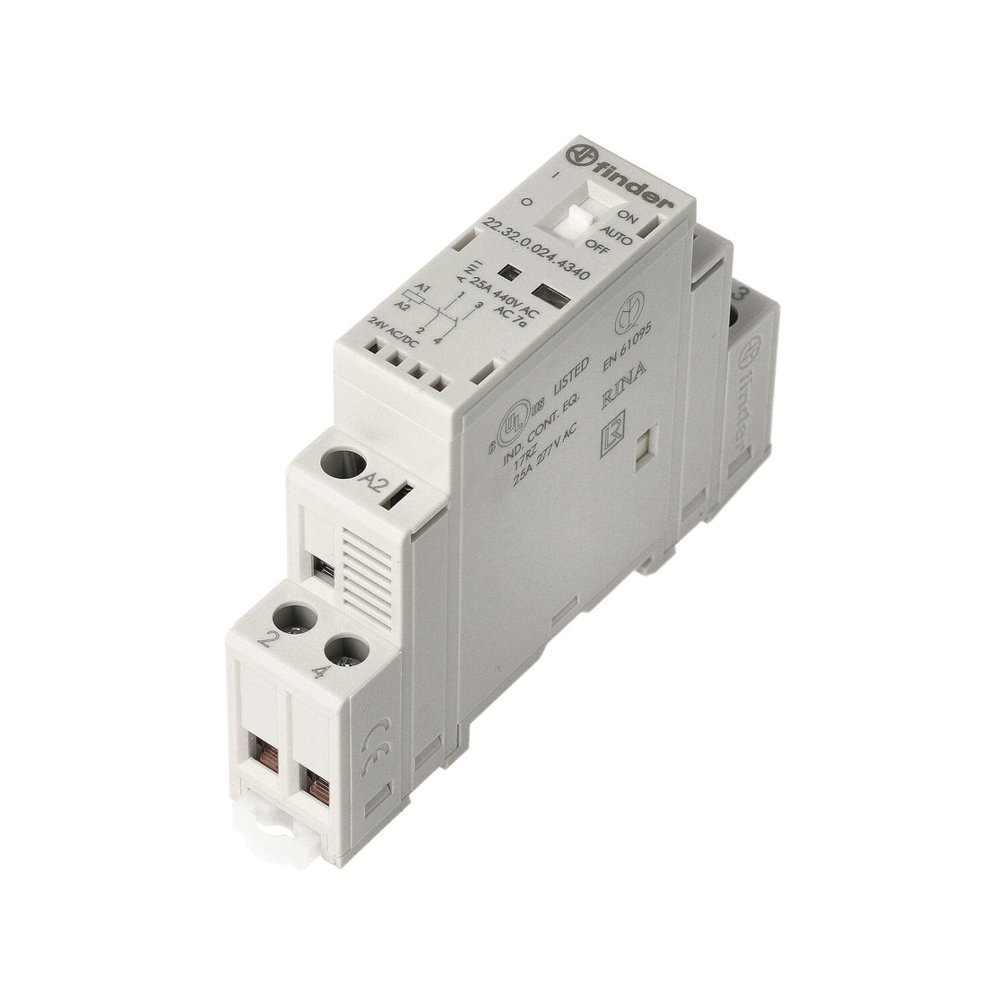 Finder 22.32 Modular Contactor 25A 24V AC/DC 2NO - 22.32.0.024.4340