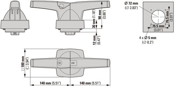 Eaton K5DG/P Rotary Door Handle 14mm With Padlock - 1818058