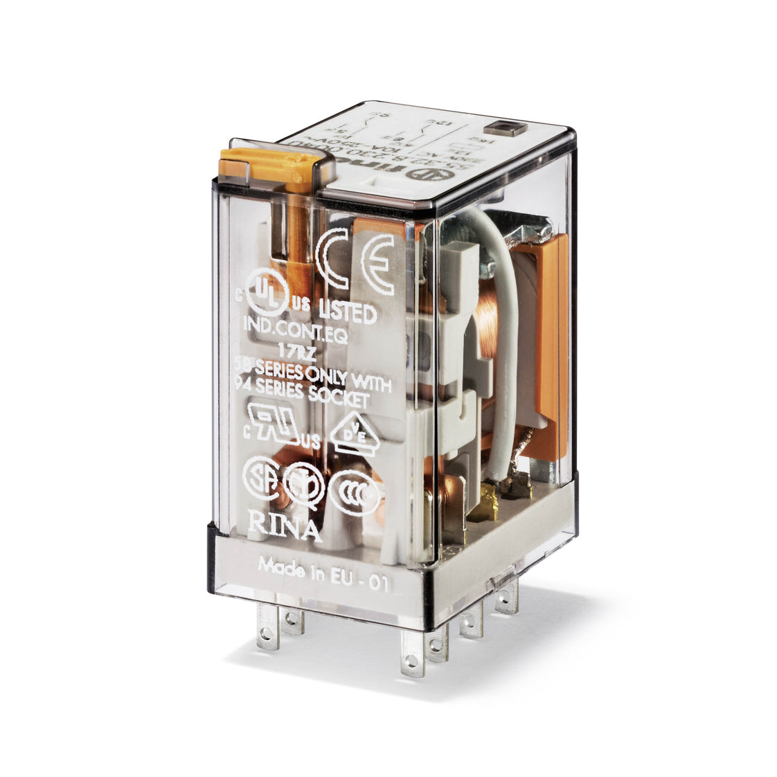 Finder 55.32 Industrial Relay 2CO 10A 24VAC With Test Button - 55.32.8.024.0040