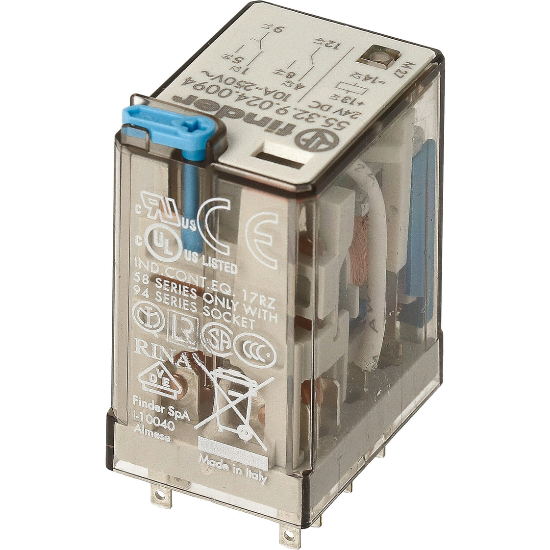 Industrial Miniature Relay 2CO 10A 24VDC With LED - 55.32.9.024.0094