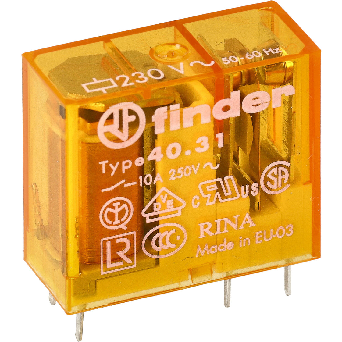 Finder 40.31 PCB Relay 10A 230VAC Single Pole - 40.31.8.230.0000