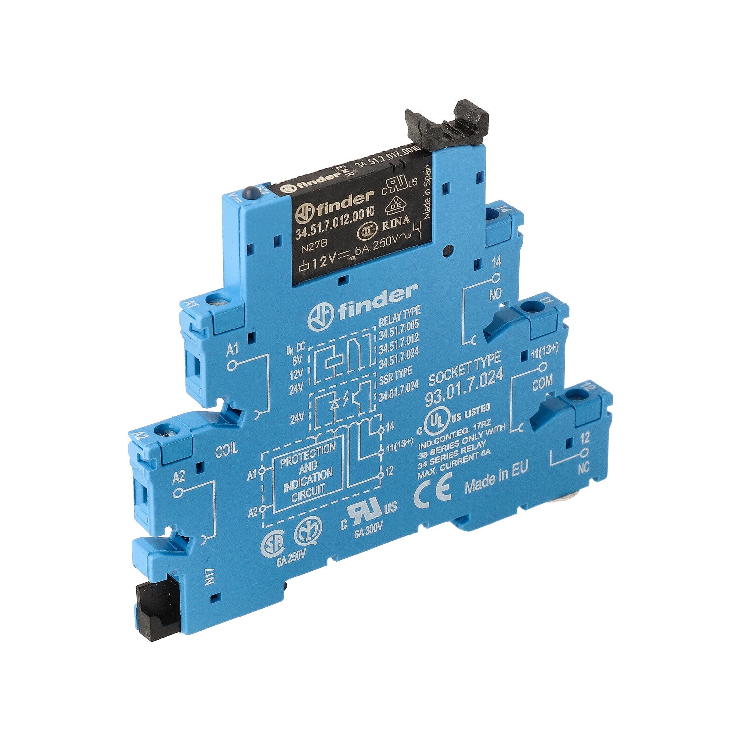 Finder Interface Relay Module 6A 12VDC Single Pole - 38.51.7.012.0050 ...