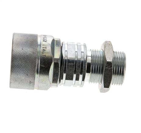 Steel DN 20 Hydraulic Coupling Plug 22 mm L Compression Ring Bulkhead ISO 14541/8434-1 D M42 x 2