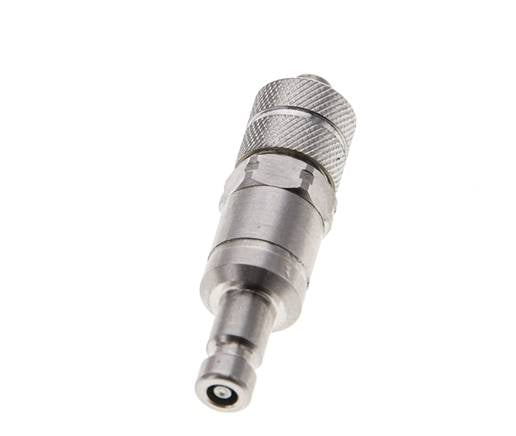 Stainless Steel 316L DN 2.7 (Micro) Air Coupling Plug 4x6 mm Union Nut Double Shut-Off