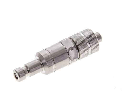 Stainless Steel 316L DN 2.7 (Micro) Air Coupling Plug 4x6 mm Union Nut Double Shut-Off