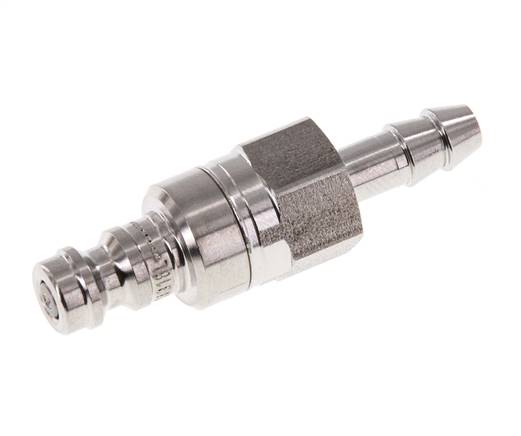 Stainless Steel 316L DN 5 Air Coupling Plug 6 mm Hose Pillar Double Shut-Off