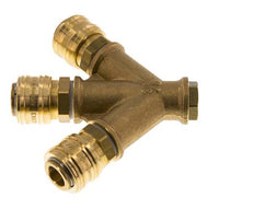 Brass DN 7.2 (Euro) Air Coupling Socket G 1/4 inch Female Wall-Mount 3-way