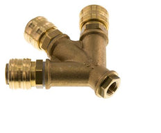 Brass DN 7.2 (Euro) Air Coupling Socket G 1/4 inch Female Wall-Mount 3-way