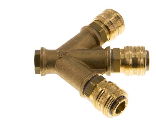 Brass DN 7.2 (Euro) Air Coupling Socket G 1/4 inch Female Wall-Mount 3-way