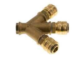 Brass DN 7.2 (Euro) Air Coupling Socket G 1/4 inch Female Wall-Mount 3-way