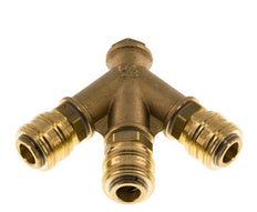 Brass DN 7.2 (Euro) Air Coupling Socket G 1/4 inch Female Wall-Mount 3-way