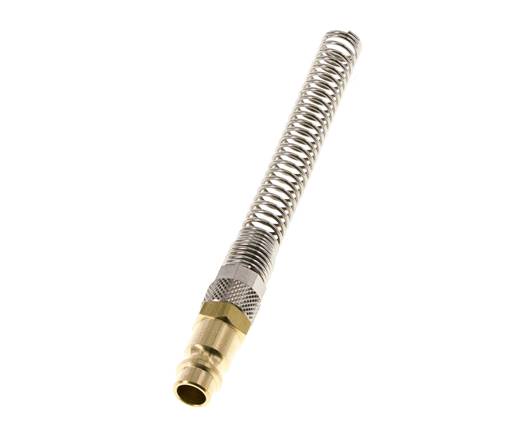 Brass DN 7.2 (Euro) Air Coupling Plug 8x10 mm Union Nut Bend-Protect with Check Valve