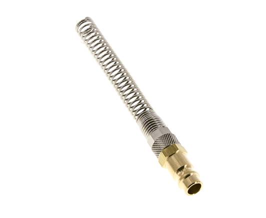 Brass DN 7.2 (Euro) Air Coupling Plug 8x10 mm Union Nut Bend-Protect with Check Valve