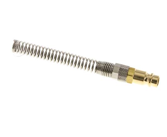 Brass DN 7.2 (Euro) Air Coupling Plug 8x10 mm Union Nut Bend-Protect with Check Valve