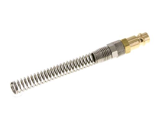 Brass DN 7.2 (Euro) Air Coupling Plug 8x10 mm Union Nut Bend-Protect with Check Valve