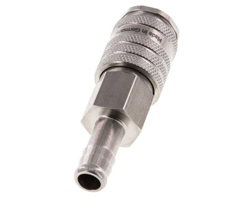 Stainless steel DN 7.8 Air Coupling Socket 10 mm Hose Pillar Double Shut-Off
