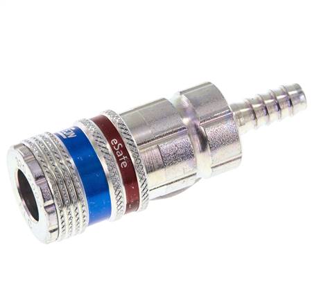 Steel/brass DN 7.6 (7.2 Euro) Safety Air Coupling Socket 6 mm Hose Pillar
