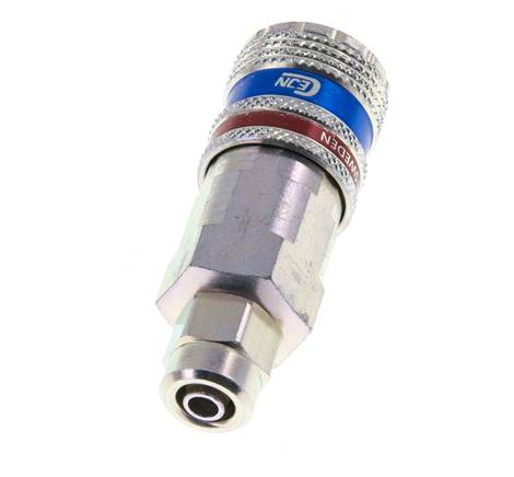 Steel/brass DN 7.6 (7.2 Euro) Safety Air Coupling Socket 5x8 mm (streamline) Union Nut