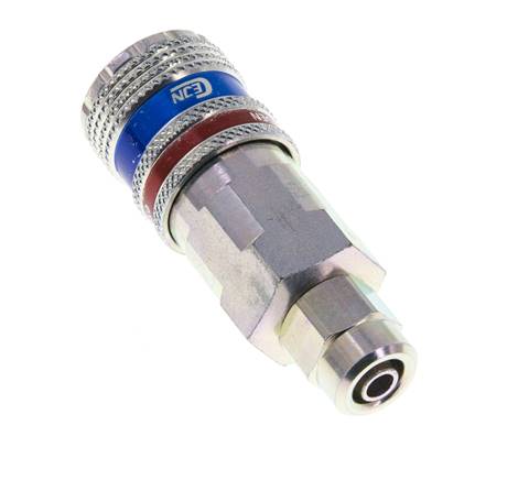 Steel/brass DN 7.6 (7.2 Euro) Safety Air Coupling Socket 5x8 mm (streamline) Union Nut