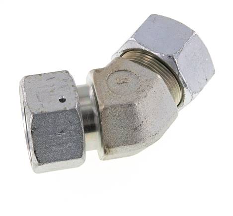 30S Zink plated Steel 45deg Elbow Cutting Fitting with Swivel 400 bar NBR O-ring Sealing Cone Adjustable ISO 8434-1