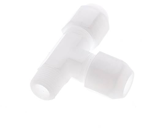 10x12mm & R3/8'' PP Right Angle Tee Hose Fitting with Male Threads 10bar/145psi