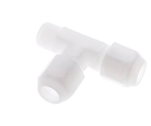 10x12mm & R3/8'' PP Right Angle Tee Hose Fitting with Male Threads 10bar/145psi