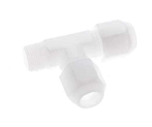 10x12mm & R3/8'' PP Right Angle Tee Hose Fitting with Male Threads 10bar/145psi