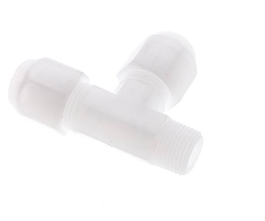 10x12mm & R3/8'' PP Right Angle Tee Hose Fitting with Male Threads 10bar/145psi