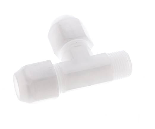 10x12mm & R3/8'' PP Right Angle Tee Hose Fitting with Male Threads 10bar/145psi
