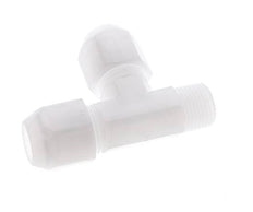 10x12mm & R3/8'' PP Right Angle Tee Hose Fitting with Male Threads 10bar/145psi
