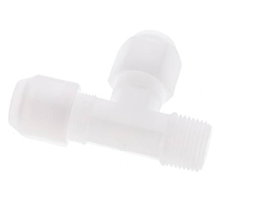 8x10mm & R3/8'' PP Right Angle Tee Hose Fitting with Male Threads 10bar/145psi [2 Pieces]