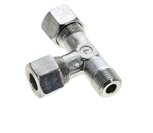 12S & M18x1.5 (con) Zink Plated Steel Right Angle Tee Cutting Fitting with Male Threads 630 bar ISO 8434-1