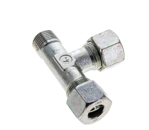 12S & M18x1.5 (con) Zink Plated Steel Right Angle Tee Cutting Fitting with Male Threads 630 bar ISO 8434-1